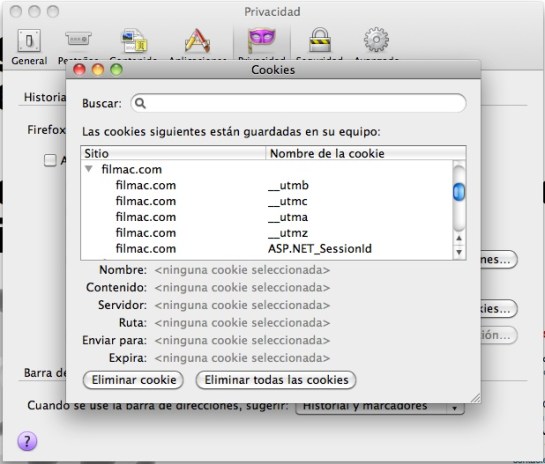 First-party cookies: persistentes y de sesion