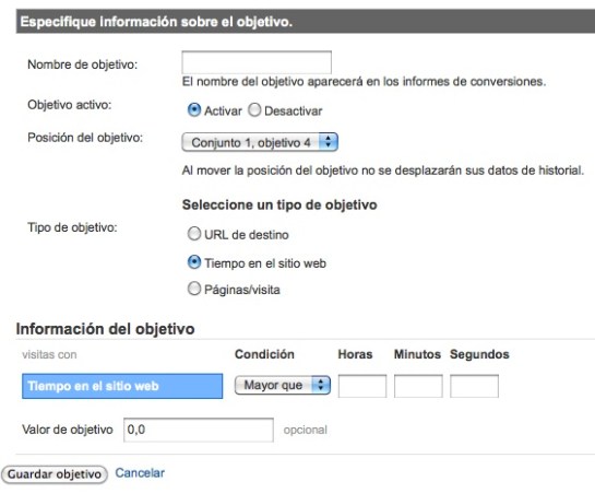 Objetivos web: Analytics