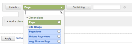 Analtycs: Opciones de filtrado en detalle