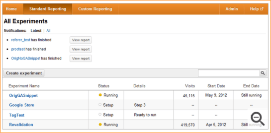 Informes de Experimentos de Google Analytics (1)