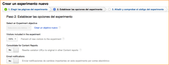 Lanzar Experimentos con Google Analytics (3) 