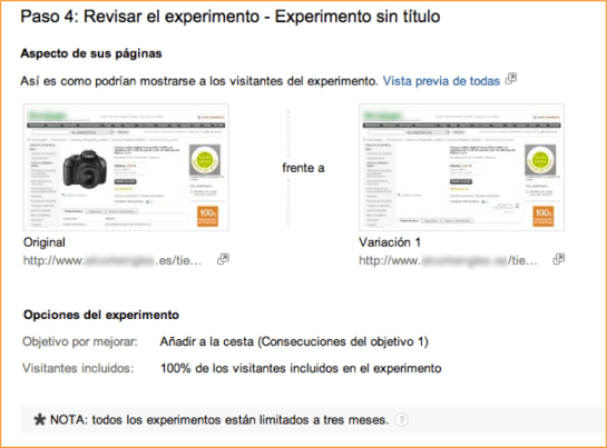 Lanzar Experimentos con Google Analytics (5) 