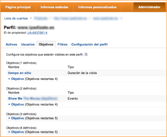 Google Analytics: Definición de Objetivos