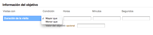 Google Analytics: Objetivo de Duración de la Visita