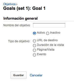 Google-Analytics: Tipos de Objetivo